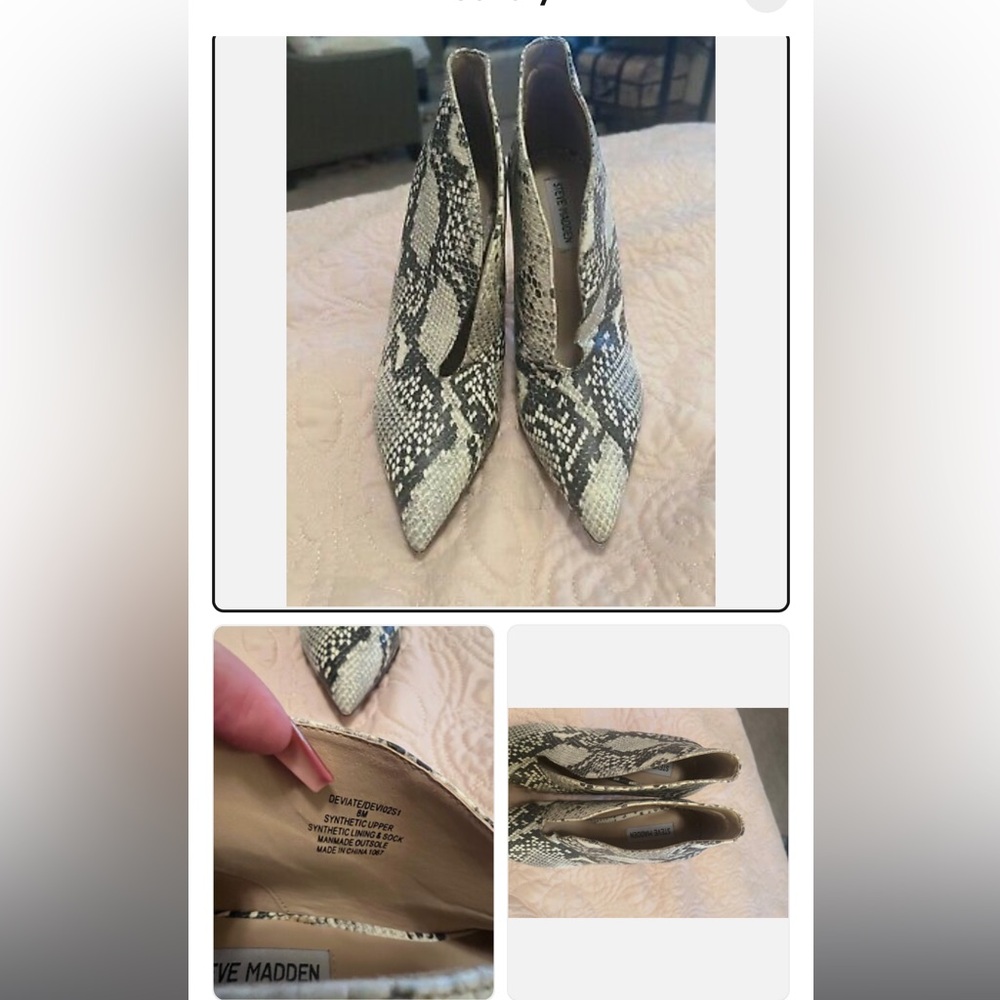 Steve Madden Black and Cream Heels with Pointed Toe